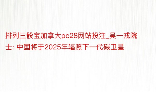 排列三骰宝加拿大pc28网站投注_吴一戎院士: 中国将于2025年辐照下一代碳卫星