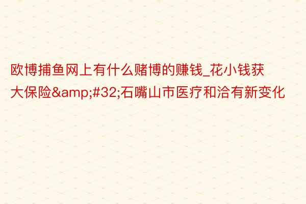 欧博捕鱼网上有什么赌博的赚钱_花小钱获大保险&#32;石嘴山市医疗和洽有新变化