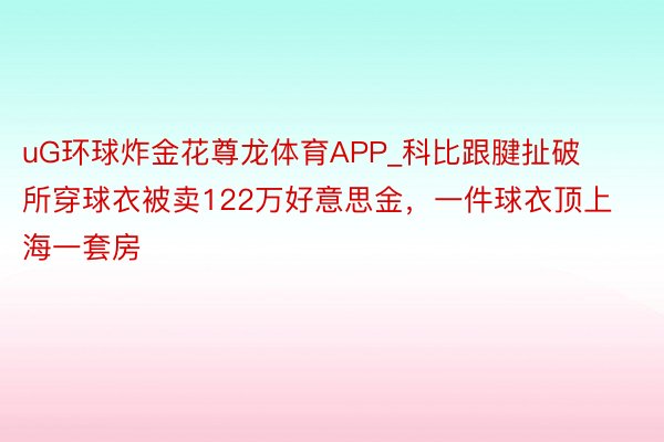 uG环球炸金花尊龙体育APP_科比跟腱扯破所穿球衣被卖122万好意思金，一件球衣顶上海一套房