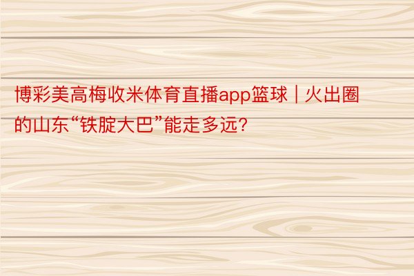 博彩美高梅收米体育直播app篮球 | 火出圈的山东“铁腚大巴”能走多远?