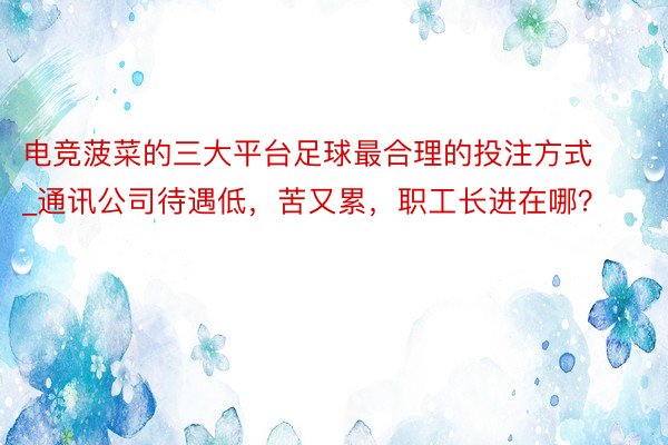 电竞菠菜的三大平台足球最合理的投注方式_通讯公司待遇低，苦又累，职工长进在哪？